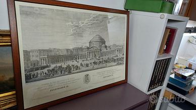 Quadro stampa antica Napoli p.zza Plebiscito LUSSO