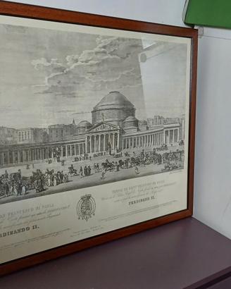 Quadro stampa antica Napoli p.zza Plebiscito LUSSO