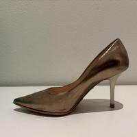 décolleté in pelle color oro cipria metallizzato