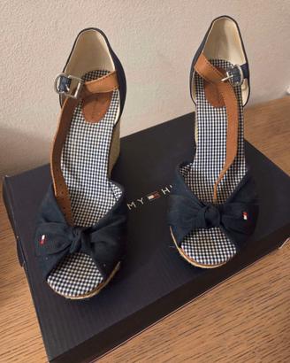 scarpe sandalo zeppa Tommy Hilfiger blu 38