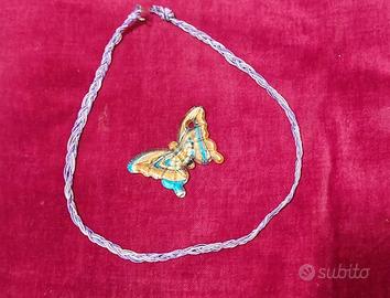 Pendente farfalla in vetro Murano con cordoncino