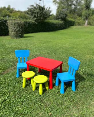 tavolino bambino ikea MAMMUT con 2 sedie e 2 sgabe