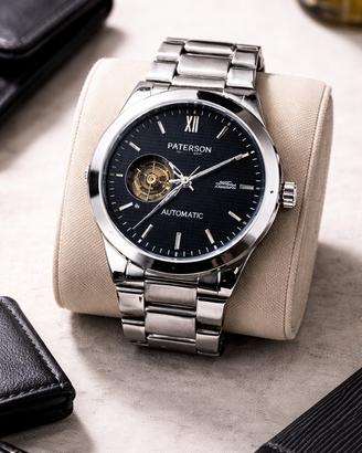 Orologio paterson automatico-acciao-quadrante nero