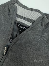 Maglione Uomo Lancetti Grigio Taglia XL Mezza Zip