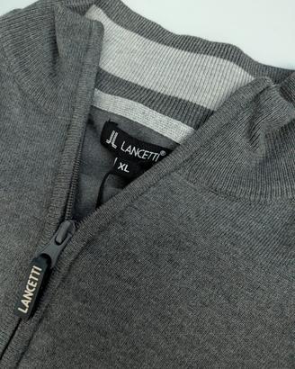 Maglione Uomo Lancetti Grigio Taglia XL Mezza Zip