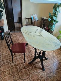 Tavolo con piano in marmo e 6 sedie