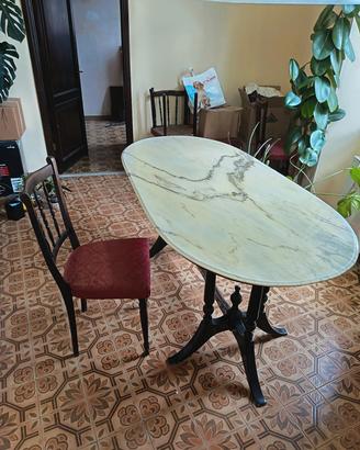 Tavolo con piano in marmo e 6 sedie