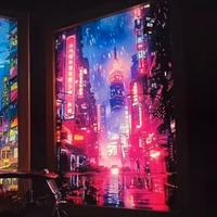 Quadro Luminoso a Led - Cyberpunk City