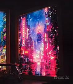 Quadro Luminoso a Led - Cyberpunk City
