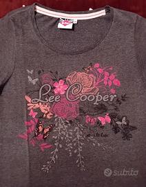 Maglietta donna Lee Cooper rose fiori farfalle L