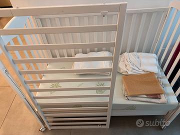 Lettino con lenzuola materasso e cuscino