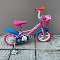 Bicicletta Peppa Pig 12" con rotelle e cestino