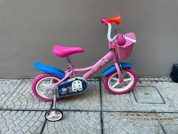 Bicicletta Peppa Pig 12" con rotelle e cestino