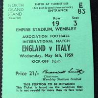 BIGLIETTO STADIO INGHILTERRA ITALIA 6 MAGGIO 1959