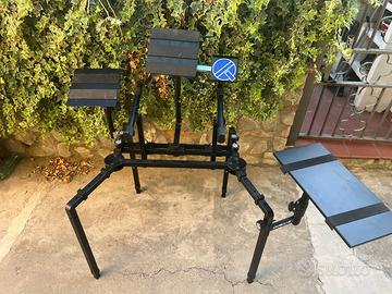 Supporto tastiere doppio, porta  tablet/pc e mixer