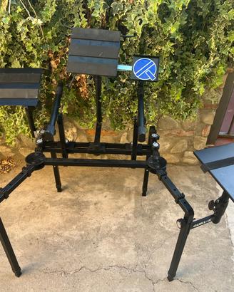 Supporto tastiere doppio, porta  tablet/pc e mixer