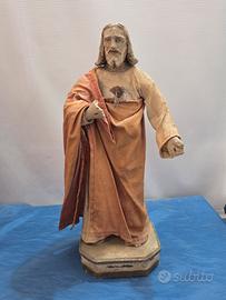 Arte sacra Vintage Statua Sacro Cuore di Gesù 