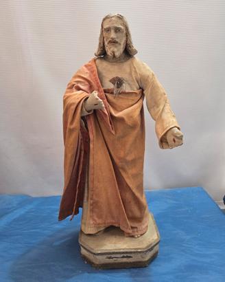 Arte sacra Vintage Statua Sacro Cuore di Gesù 