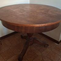 Tavolo rotondo legno massello tripode antico