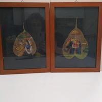 Dipinti Indiani su foglia di banyan (fico sacro)
