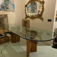 Tavolo design cristallo e legno