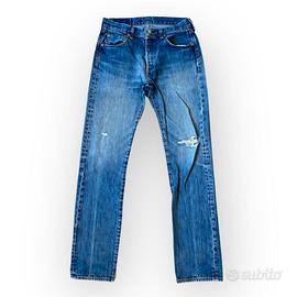 Jeans Levi's 501 tg 29x34 uomo dritti blu strappi