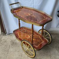 Carrello Porta Liquori Vintage in Legno Intarsiato