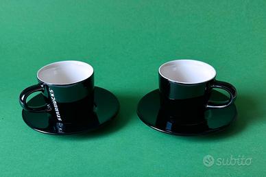 Set 2 Tazzine grandi con piattino "Starbucks"