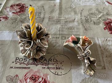 porta candelina e soprammobile in argento