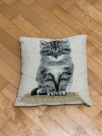 Cuscino arredo con stampa gatto (40x40 cm)