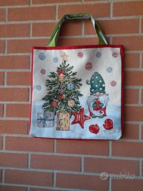 Borsa tema natale gnomo con albero
