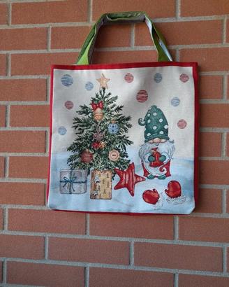 Borsa tema natale gnomo con albero