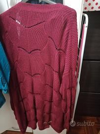 Cardigan aperto donna Rosso acero