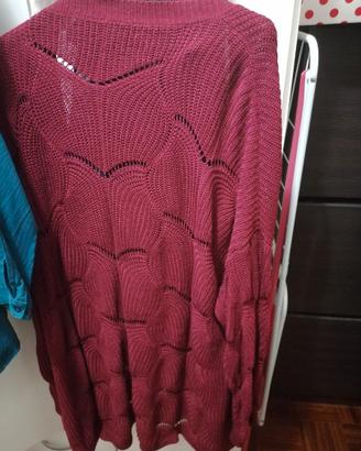 Cardigan aperto donna Rosso acero