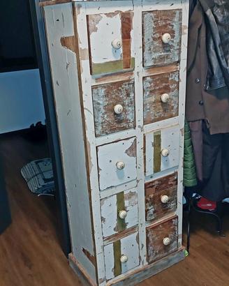 cassettiera stile vintage shabby – 10 cassetti