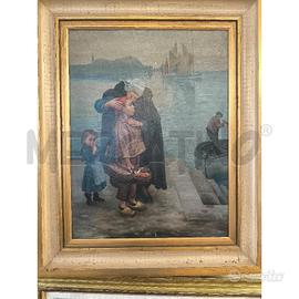 QUADRO SU TELA FINE 800 DONNA CON MANTELLO