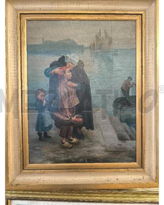 QUADRO SU TELA FINE 800 DONNA CON MANTELLO