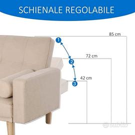 Divano letto beige in tessuto 