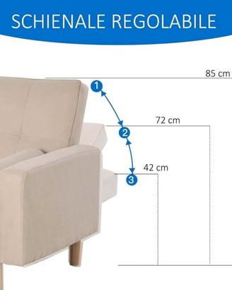 Divano letto beige in tessuto 