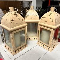 Set 3 Lanterne Shabby Chic in metallo crema