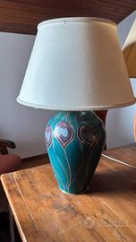 Lampada da tavolo vintage in ceramica decorata