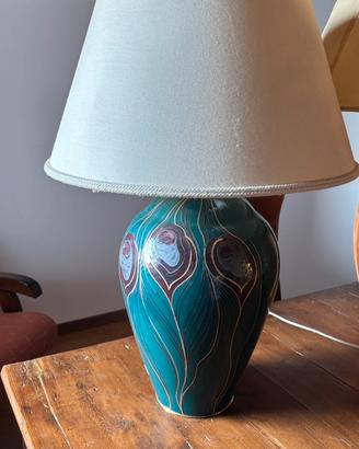 Lampada da tavolo vintage in ceramica decorata