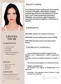 Cameriera/ pulizia/ lavapiatti