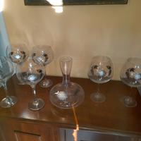 N.6 BICCHIERI + N.1 DECANTER CON PLACCA IN ARGENTO