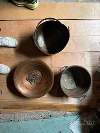 Lotto Paioli e Bacinelle in Rame Antico 