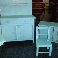 Credenza giocattolo azzurra in legno anni 50/60
