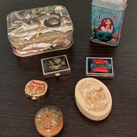 Collezione scatole di latta, metallo, legno 7 pezz