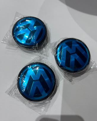 3 x Coprimozzo vw compatibili nero cromo -nuovi-