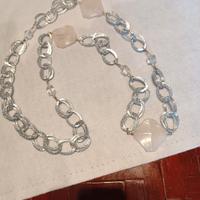 collana con rombi di quarzo rosa