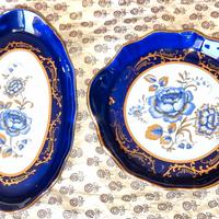 Coppia piattini Limoges France cobalto e oro